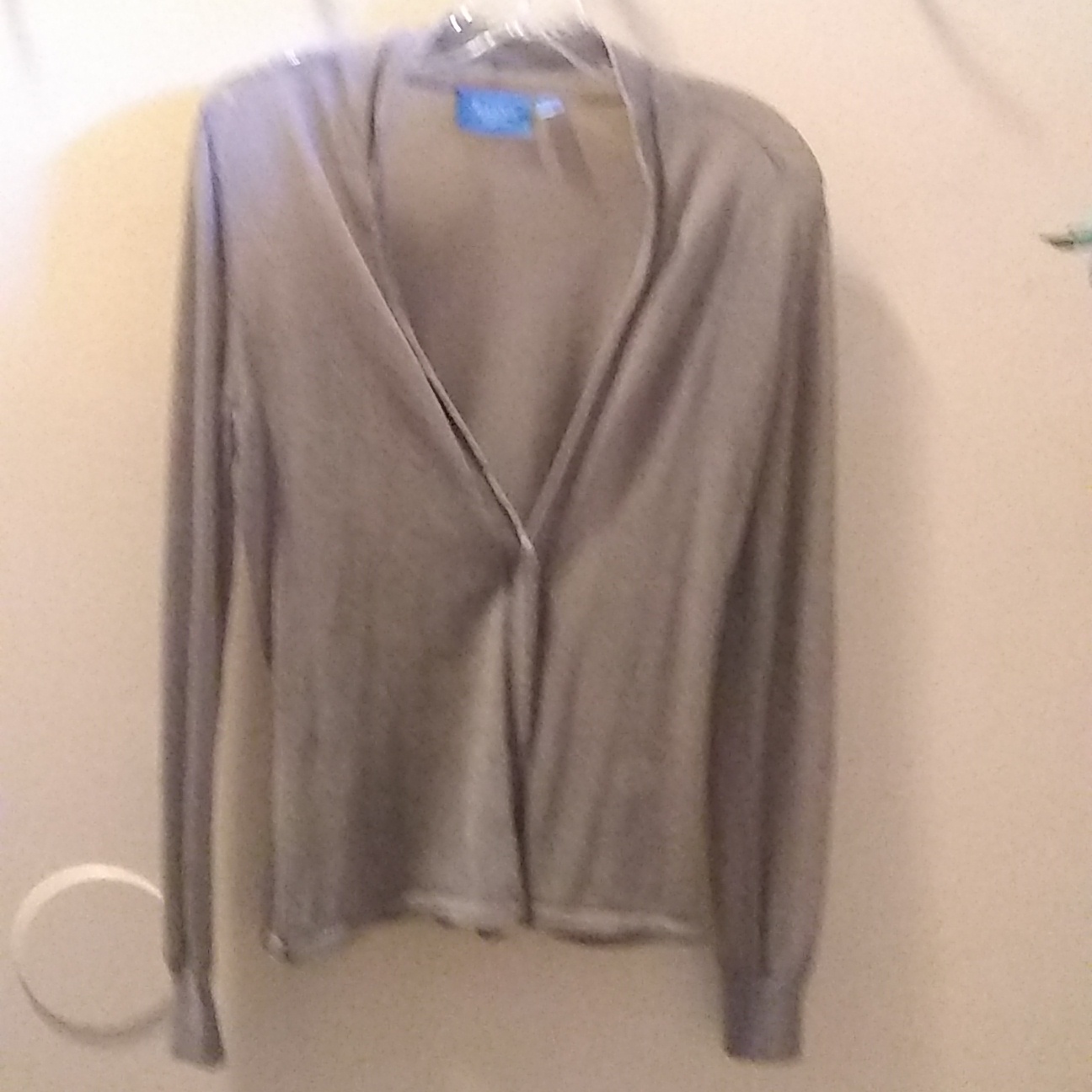 New Vera Wang Sheer Gray Open Front Cardigan, Small